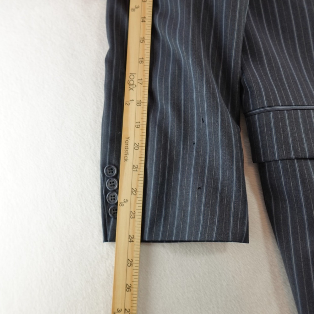 Jack Victor Blazer Mens 44R 100% Wool Blue Vitale CT Pinstripe Three Button Flaw - Picture 12 of 16
